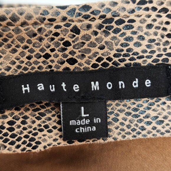 Haute Monde Womens Snake Print Faux Suede Mini Skirt Belt Loops Size L - Picture 2 of 7